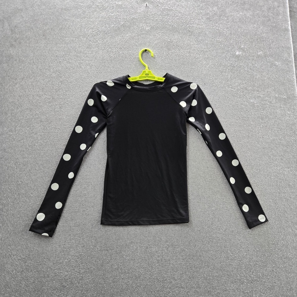 Billabong Women Swimwear SMALL Black Rash Guard Polka Dot Swim NWT